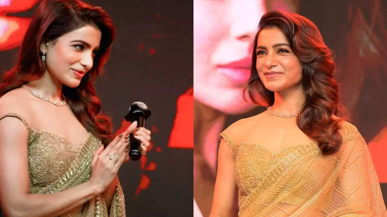 Samantha Ruth Prabhu: Draped in gold, in Dubai! Samantha Ruth Prabhu’s latest saree look is mesmerising