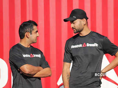 Cricketer Gautam and hockey player Sandeep Singh during Reebok event Mumbai