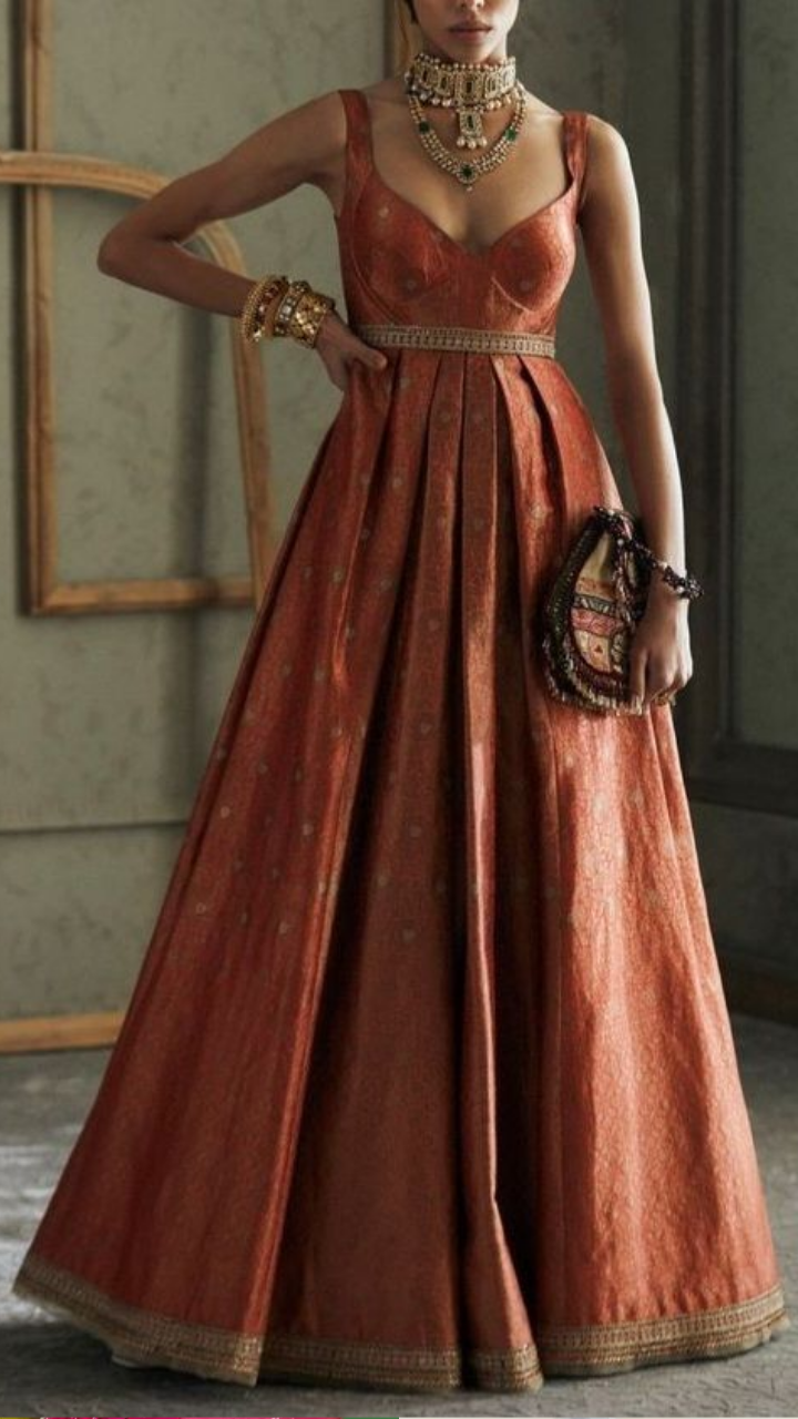 convert old silk saree into long gown dress Step-by-step guide to convert a saree into a long gown