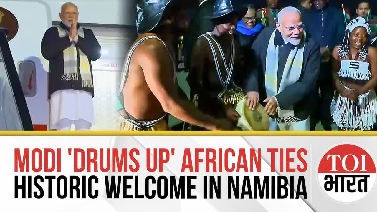 PM Modi Plays Drums in Namibia, Gets Grand Welcome on Final Leg of Five-Nation Tour