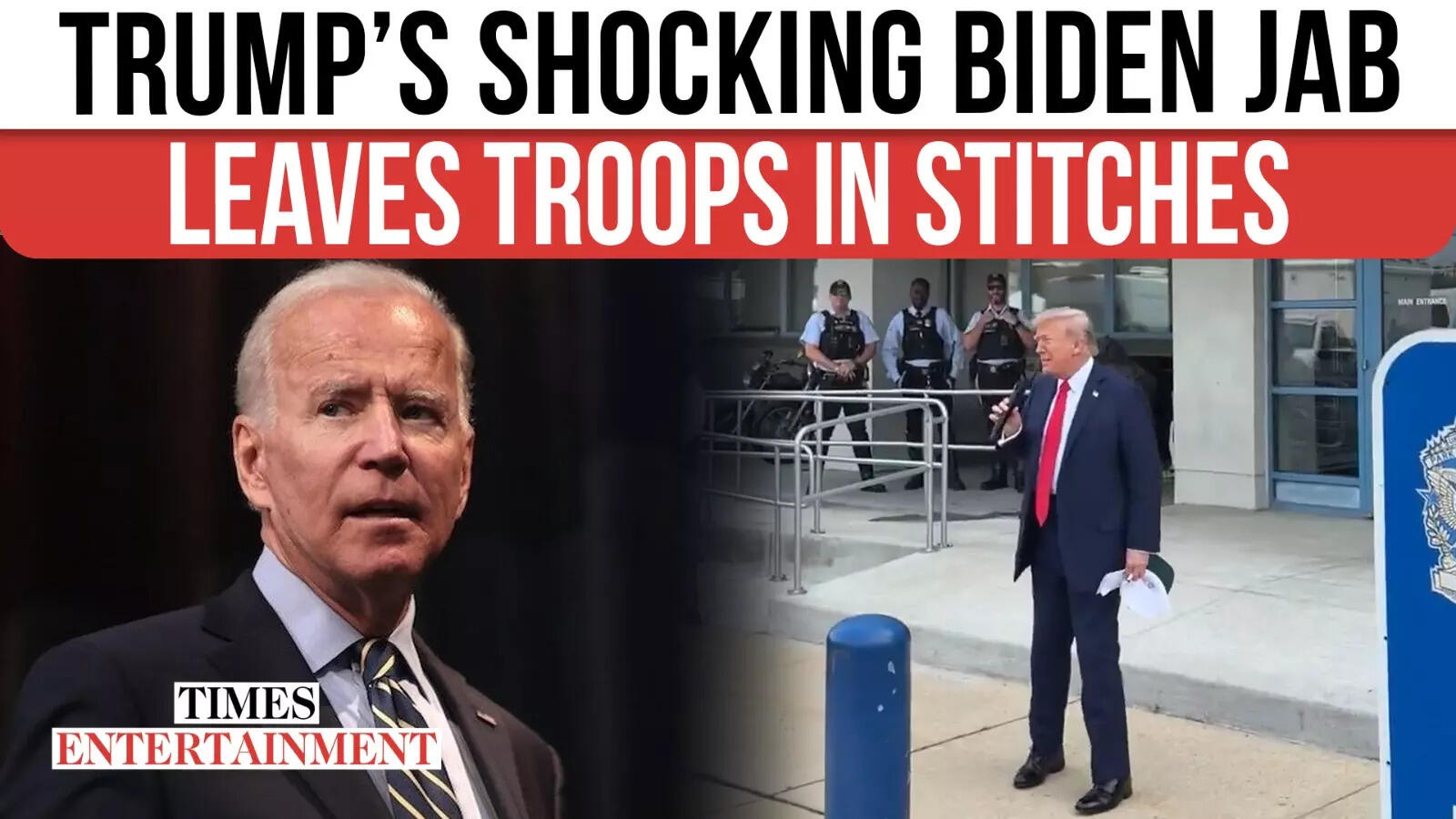 Trump TAKES A SWIPE at Biden’s Stumbles; Troops Burst Out Laughing Throughout Go to