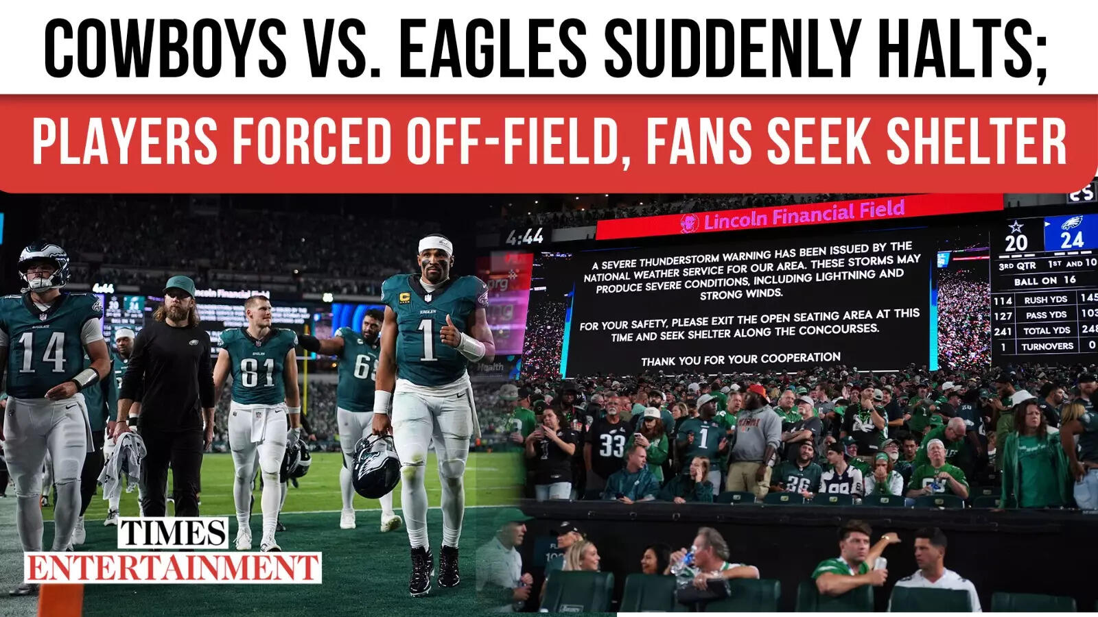 Lightning Delay Halts Cowboys-Eagles Opener; Gamers and Followers Compelled to Discover Security Instantly