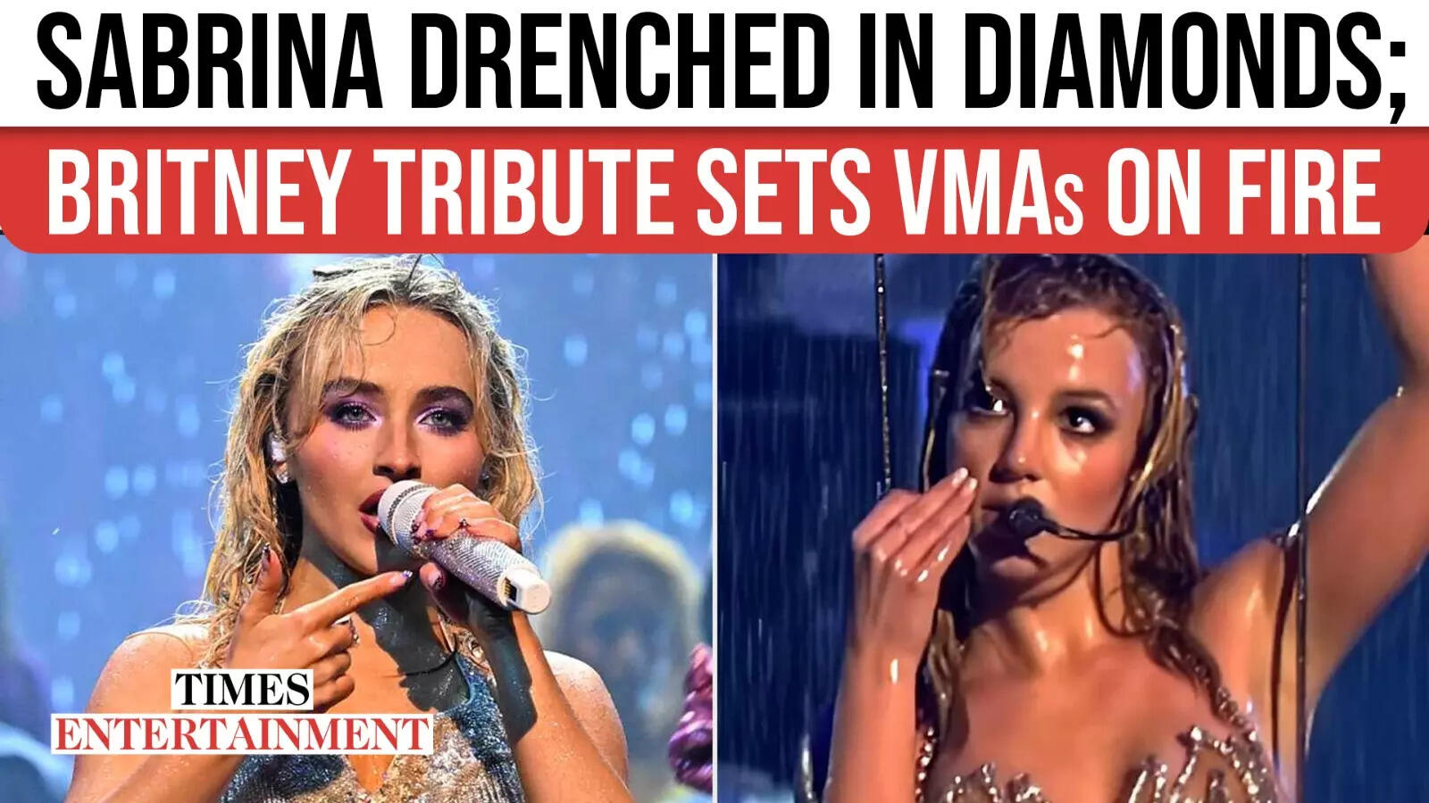 Sabrina Carpenter Stuns in Rain & Rhinestones: Britney Spears Tribute Shakes the 2025 VMAs