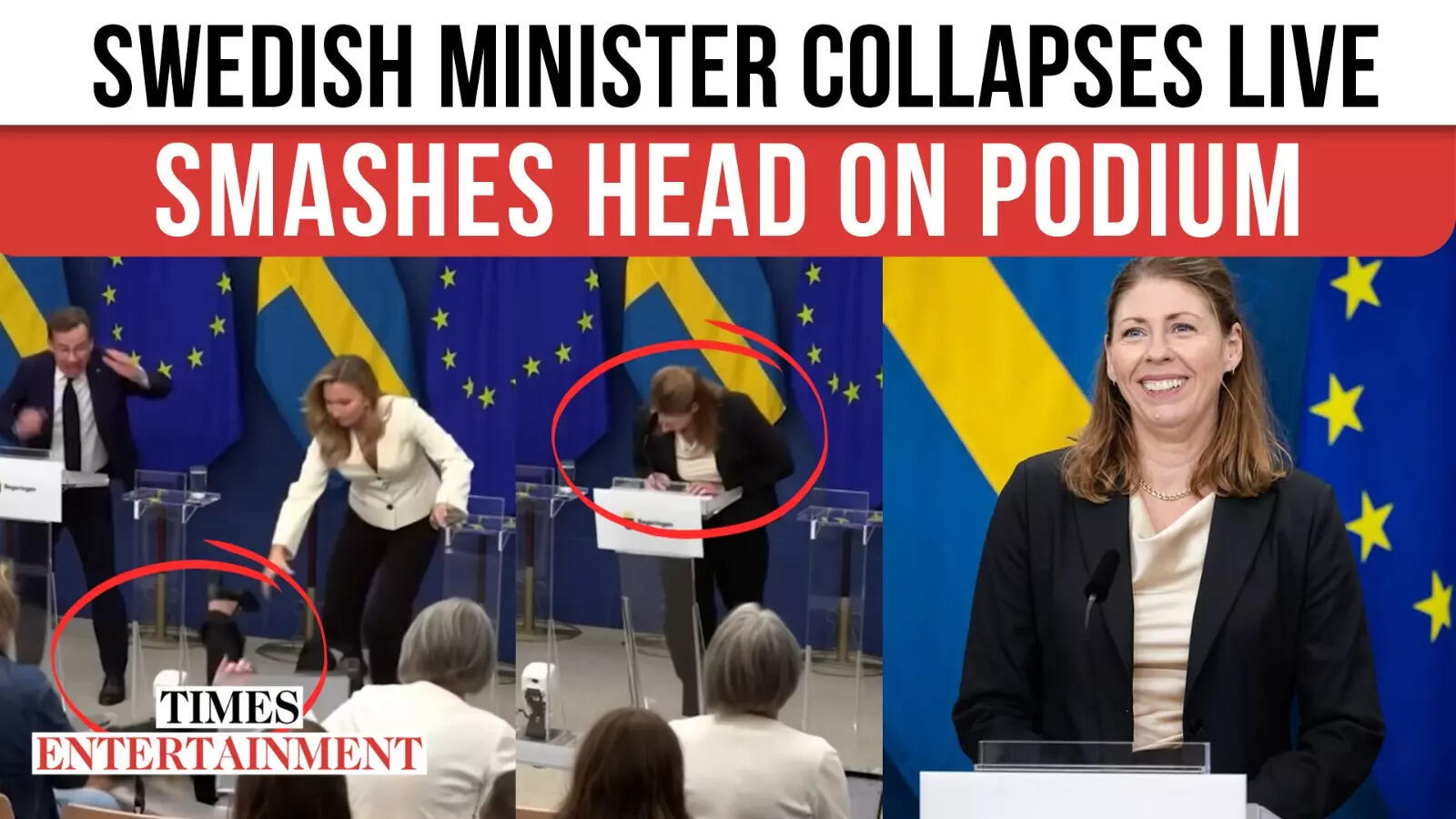 Swedish Health Minister COLLAPSES Live On Stage; Smashes Head On Podium