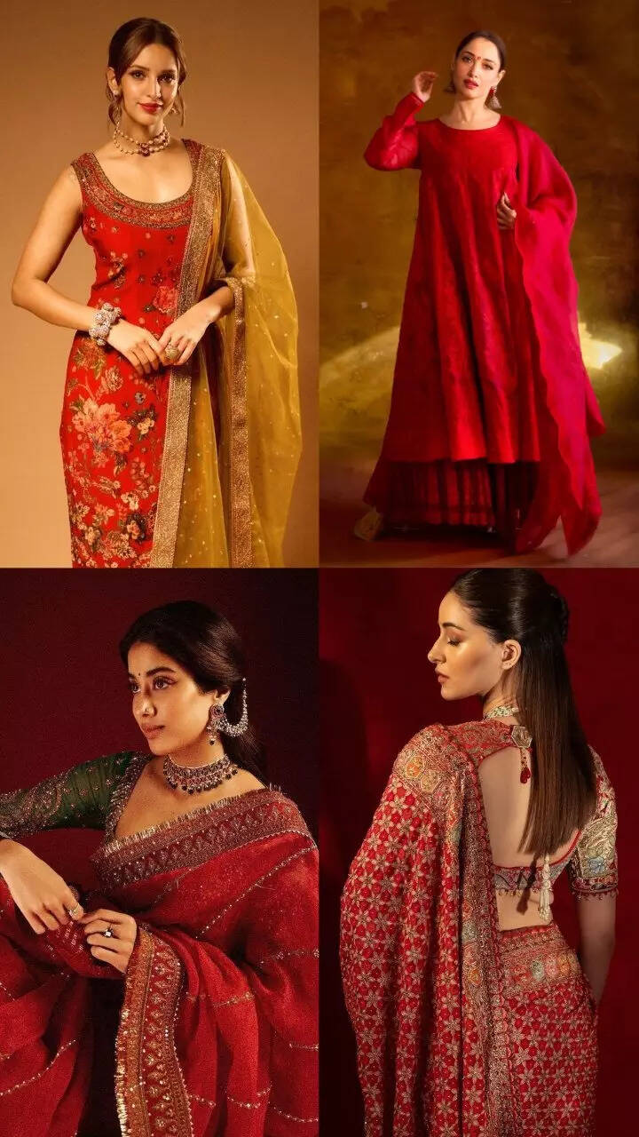 Navratri Day 1: Deepika Padukone, Shraddha Kapoor, and other Bollywood divas in their red festive flair