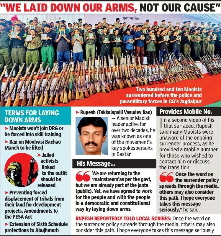 &lsquo;No surrender&rsquo;: Top Maoist Rupesh claims govt agreed to 3 key demands