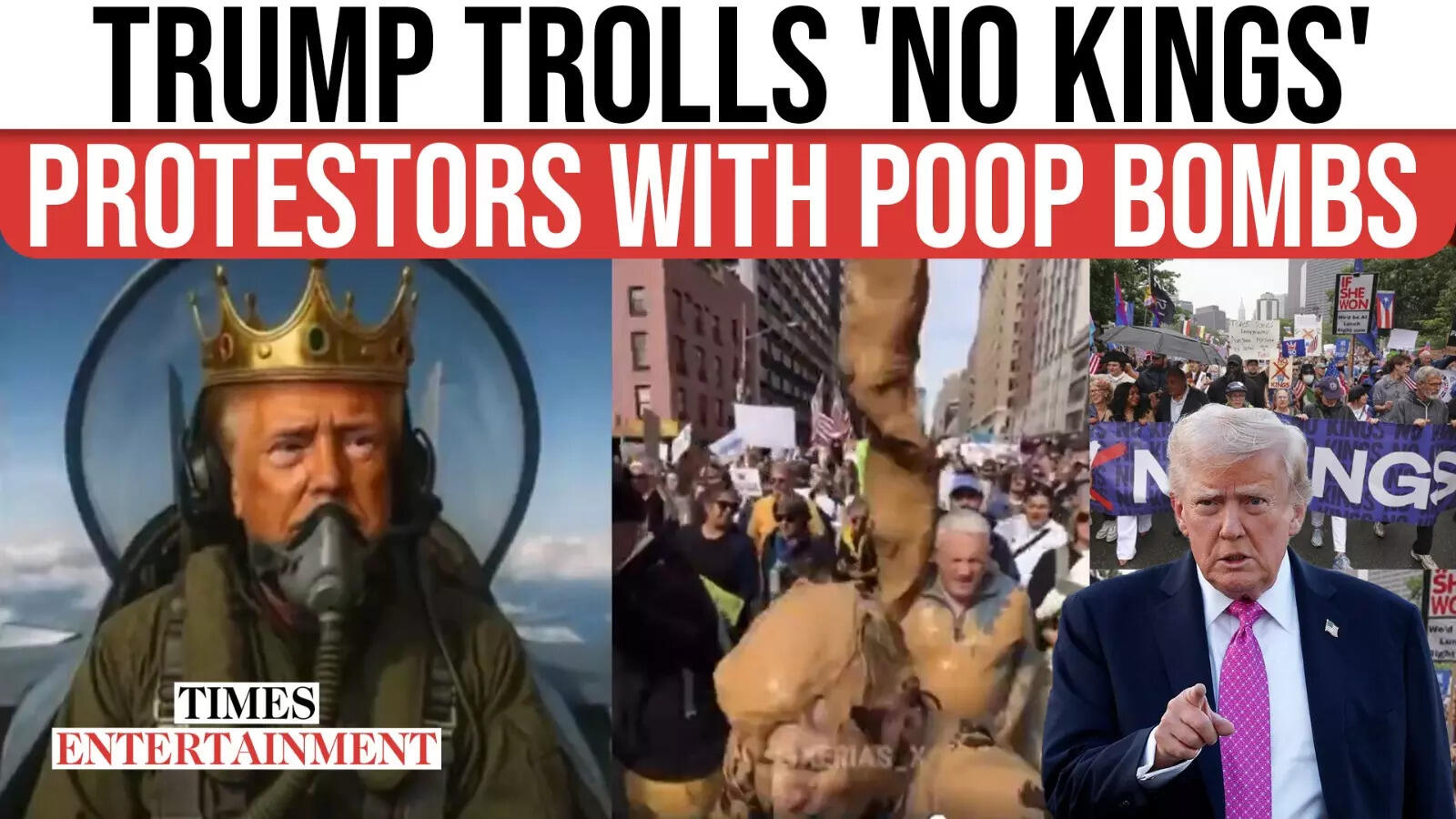 Trump’s WILD AI Response To ‘No Kings’ Protest: Flying Jet, Dropping Poop & Sporting A Crown