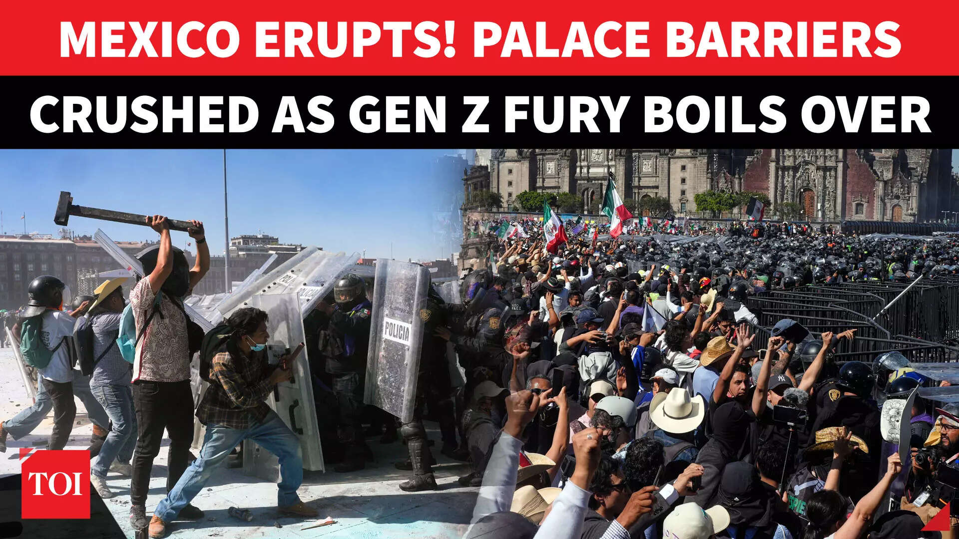 Mexico Burns: ‘Gen Z’ Protesters Storm Presidential Palace Lines; Violence Erupts On Streets | Watch