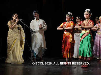 Kaushalya Reddy and Raja Reddy with dancers during anniversary ...