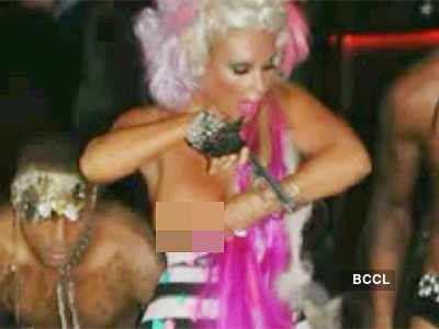 Coco has an oops mooment ending in a nip slip during a party in London