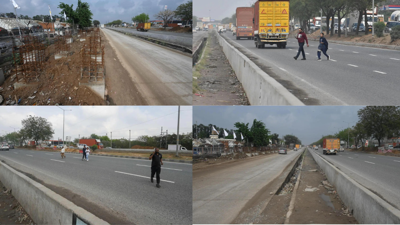 No footbridge: Commuters in Gurgaon forced to dash across NH8, risk their lives