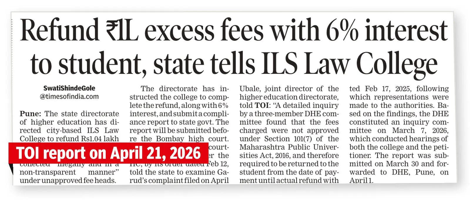 ILS Law College alumni flag fee issues and lapses in governance