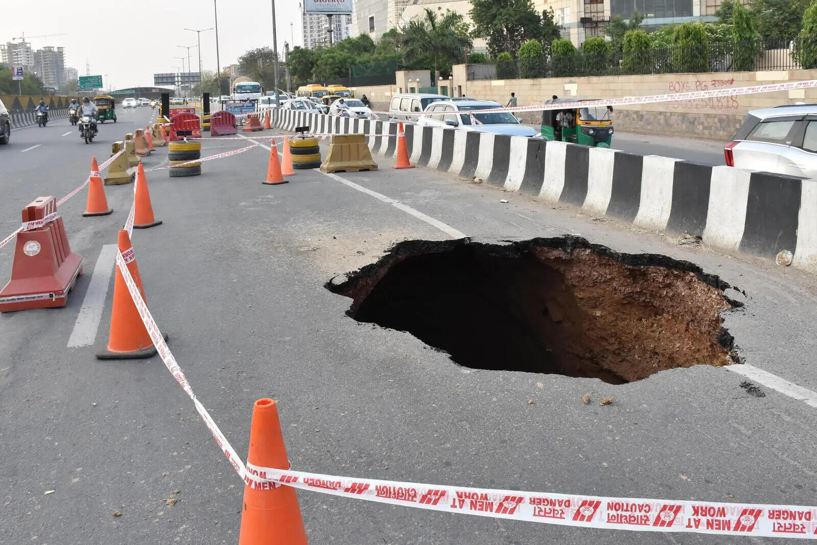 Sinkhole opens up as portion of Sohna Highway caves in again, sixth time in 3 years