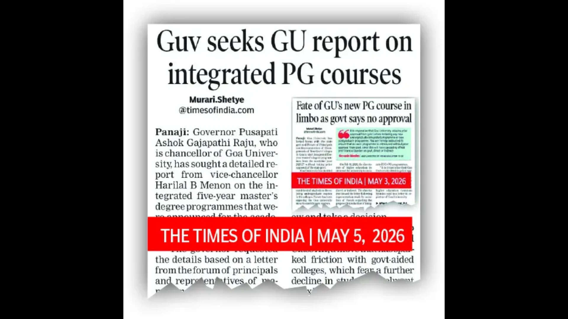 Lack of approval forces Goa University to drop nine new 5-yr courses