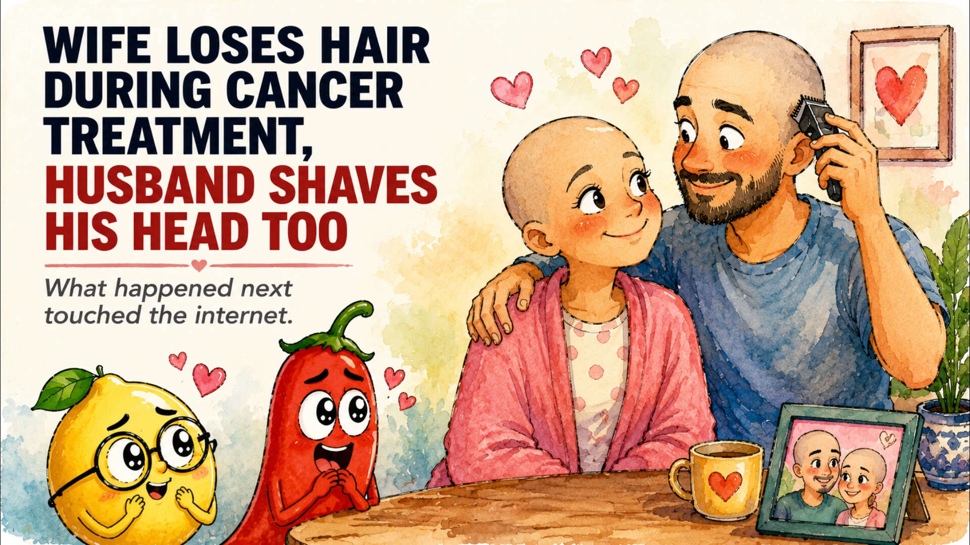 Husband Shaves Head To Support Wife Through Cancer