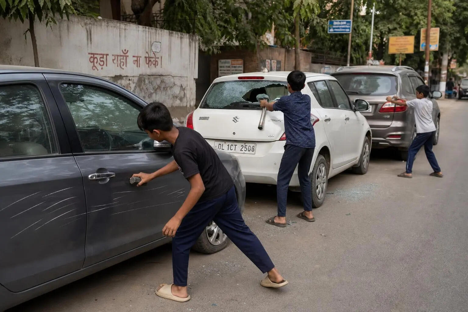 Vandals damage five vehicles in Lohegaon