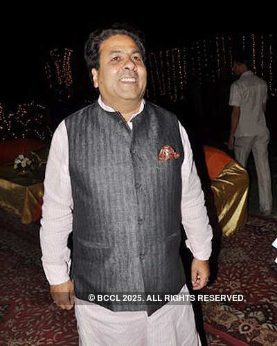 Rajeev Shukla during Anish-Amruta's wedding reception, held in Delhi.