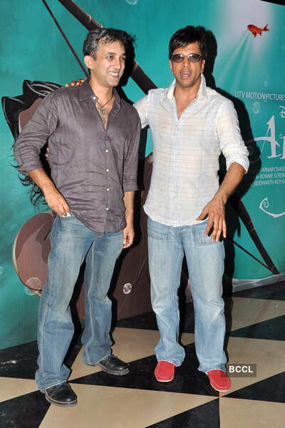 Arnab Chaudhuri L And Javed Jaffrey During The Premiere Of The Animation Movie Arjun Held At Pvr Cinema In Mumbai On May 23 2012