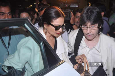Bollywood actress Rekha leave for IIFA Awards at International Airport. .  Media