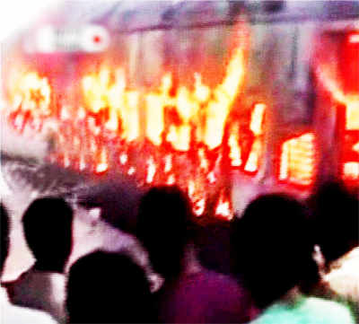 Passenger train catches fire in Karnataka