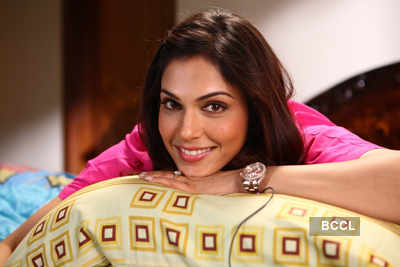 Traditionally dressed Isha Koppikar in a still from the Marathi movie