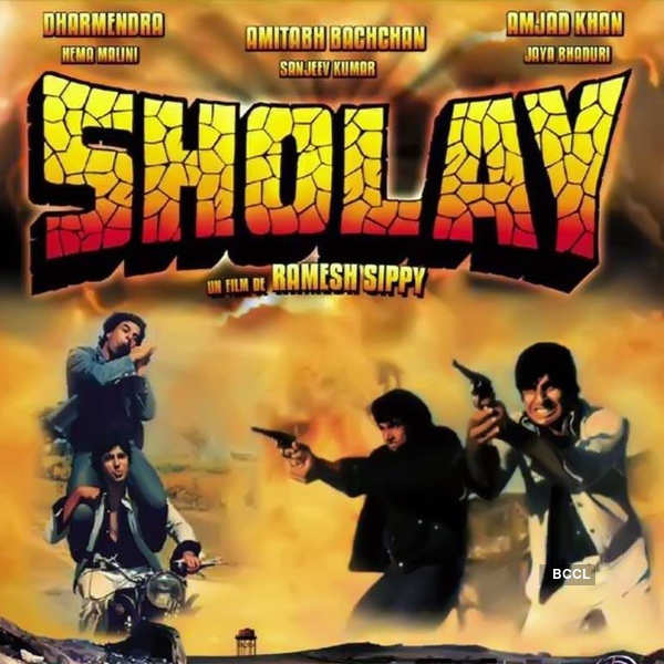 Sholay (1975): The film stars Dharmendra, Amitabh Bachchan, Sanjeev Kumar,  Hema Malini, Jaya Bhaduri and Amjad Khan. The film is the story of two  criminals hired by a retired and handicapped police