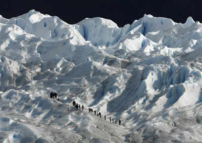 Climbers trek