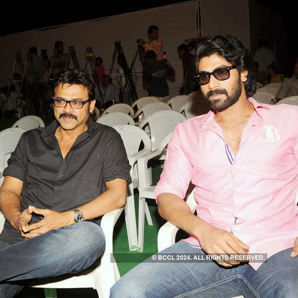 Rana Daggubati And Abhiram Pose For A Photo During The Audio Release ...