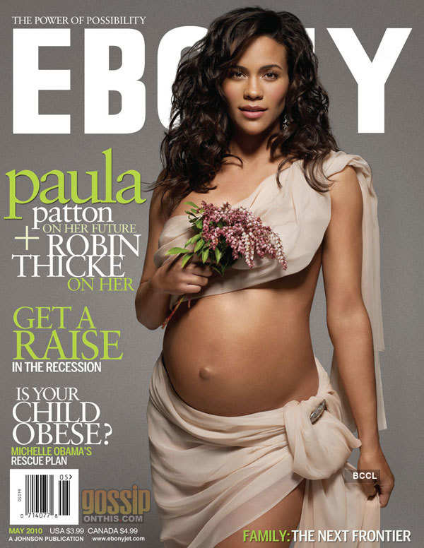 Actress Paula Patton showed her naked baby belly on the cover of Ebony magazines May 2010 release image