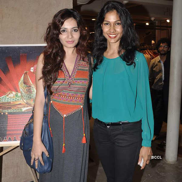Model Diva Dhawan (L) seen with a friend at the launch of Ritu Kumar's ...