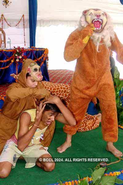 Students performing a play