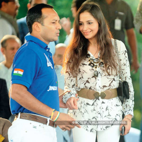 Naveen Jindal and Shallu Jindal at the polo match between 61st Cavalry