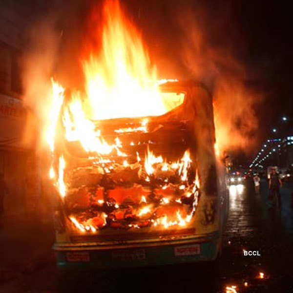 45 killed as bus catches fire in Andhra