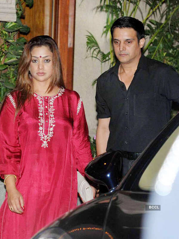 Jimmy Shergill with wife at Bachchans' Diwali party, held in Mumbai, on