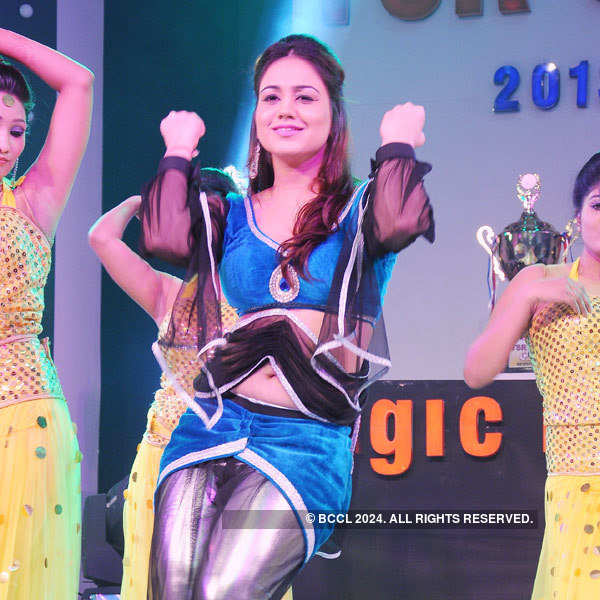 Charmi Kaur performs during the curtain-raiser of CCC charity match ...