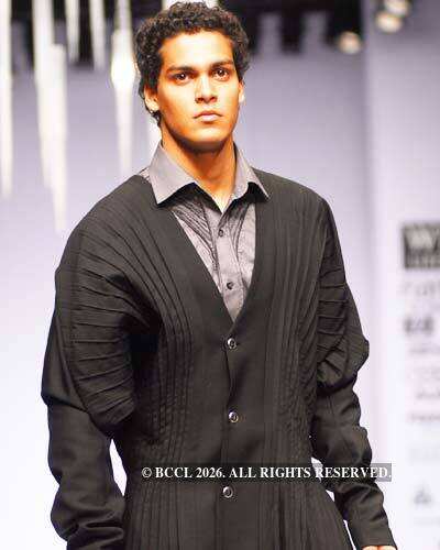 A model displays an outfit from designer Gaurav Gupta's fall/winter ...