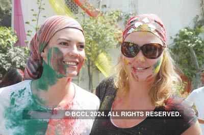 Foreign beauties at Vineet Jain's Holi Party