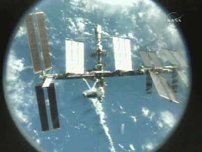 Space shuttle undocks