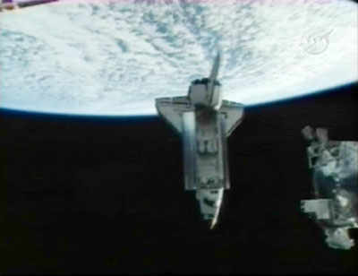 Space shuttle undocks