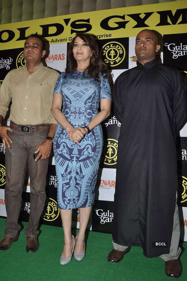 Madhuri promotes Gulaab Gang at Gold Gym