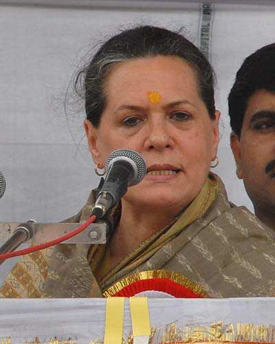 Sonia Gandhi at a rally