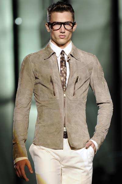 Fashion freak: A model presents a creation by Italian fashion house Dolce &  Gabbana during the Spring/Summer 2009 collections of Men's ready to wear  collections displayed at Milan fashion week on June