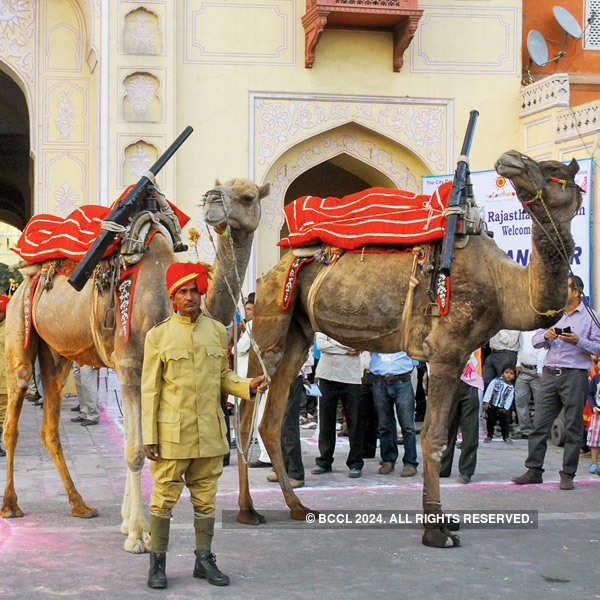 Colorful procession of Gangaur