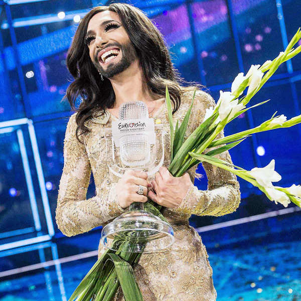 Conchita Wurst Representing Austria Poses With The Trophy After Winning ...