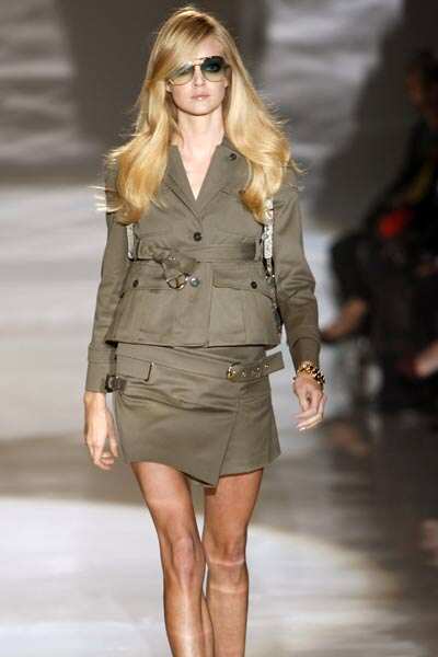A model presents a creation for Italian fashion house Gucci as part of ...