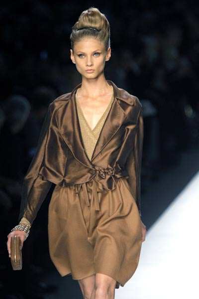 A model wears a creation by Italian fashion designer Stefano Pilati for ...