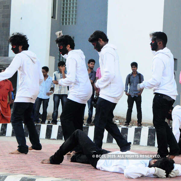 Students perform mime for a cause