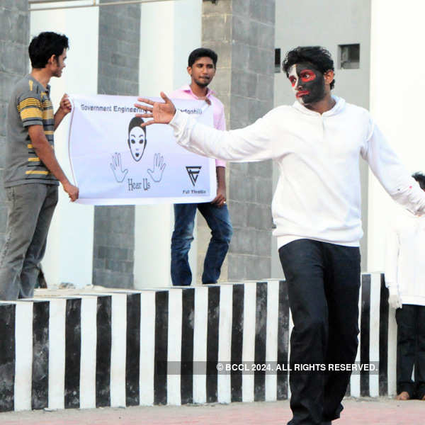 Students perform mime for a cause
