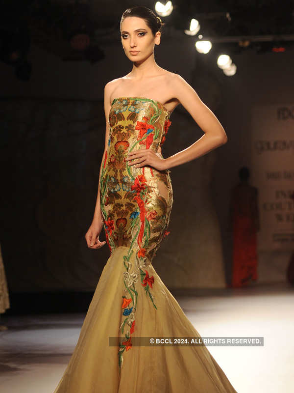 Srishti Rana walks the ramp for designer Gaurav Gupta on Day 3 of India ...