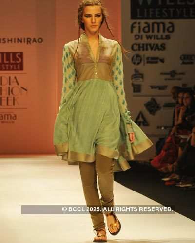 A model presents a creation by designer Priyadarshini Rao during Day 2 ...